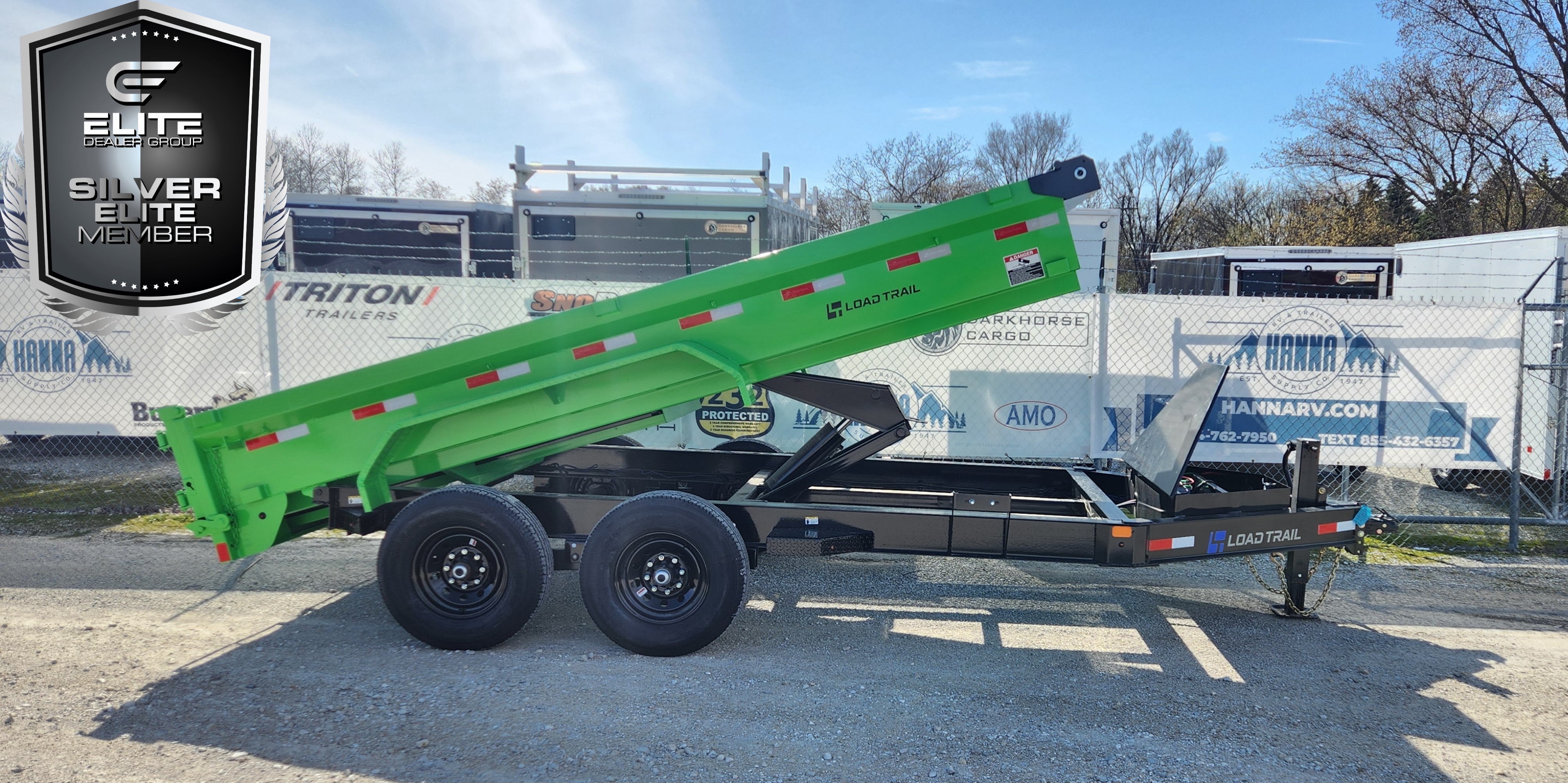 Load Trail 83 X 14 Tandem Axle 14,000 Lb Economy Dump Trailer- 18 Sides- Kawasaki Green